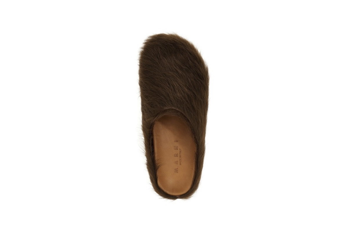 Marni Long-Hair Calfskin Fussbett Sabot Brown SBMS004601P412200M37