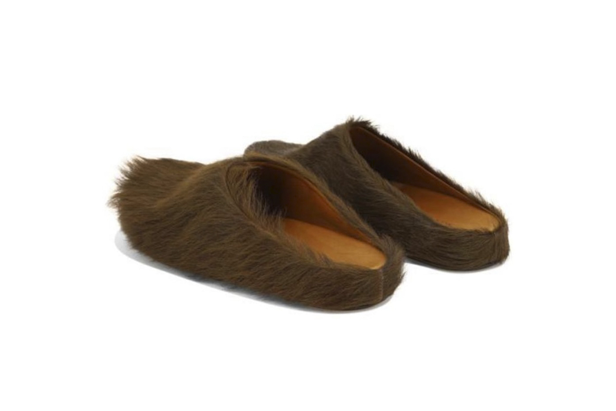 Marni Long-Hair Calfskin Fussbett Sabot Brown SBMS004601P412200M37