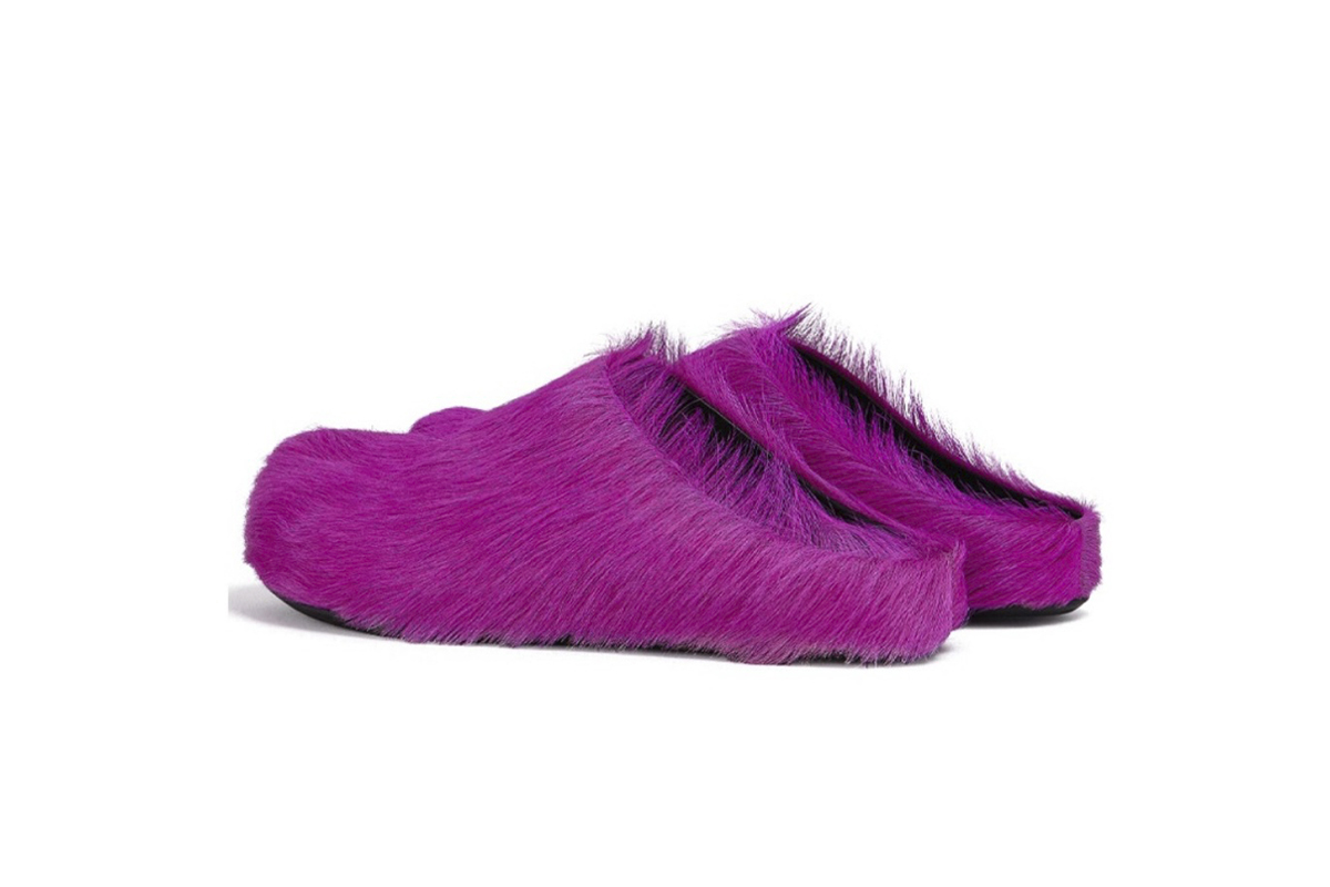 Marni Long-Hair Calfskin Fussbett Sabot Fuchsia SBMR000600P412200C57