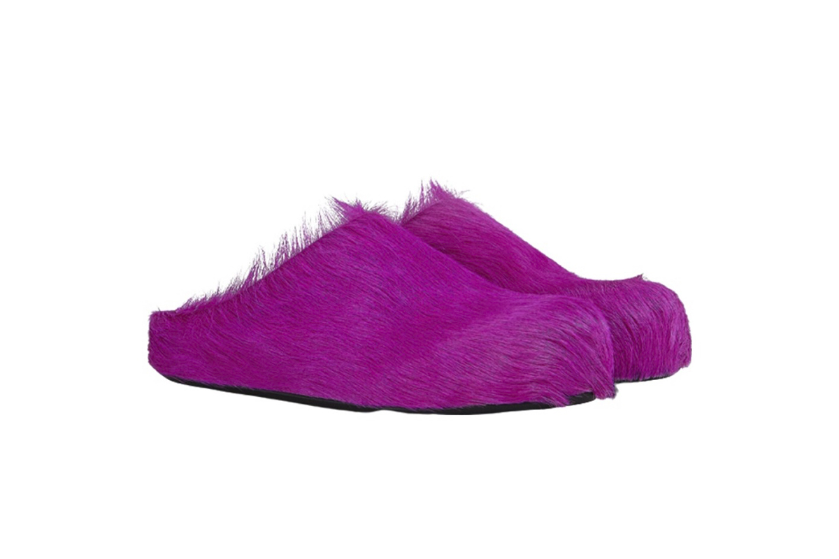 Marni Long-Hair Calfskin Fussbett Sabot Fuchsia SBMR000600P412200C57