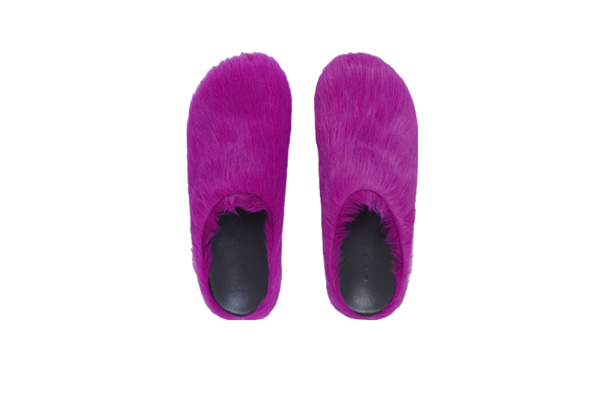 Marni Long-Hair Calfskin Fussbett Sabot Fuchsia SBMR000600P412200C57
