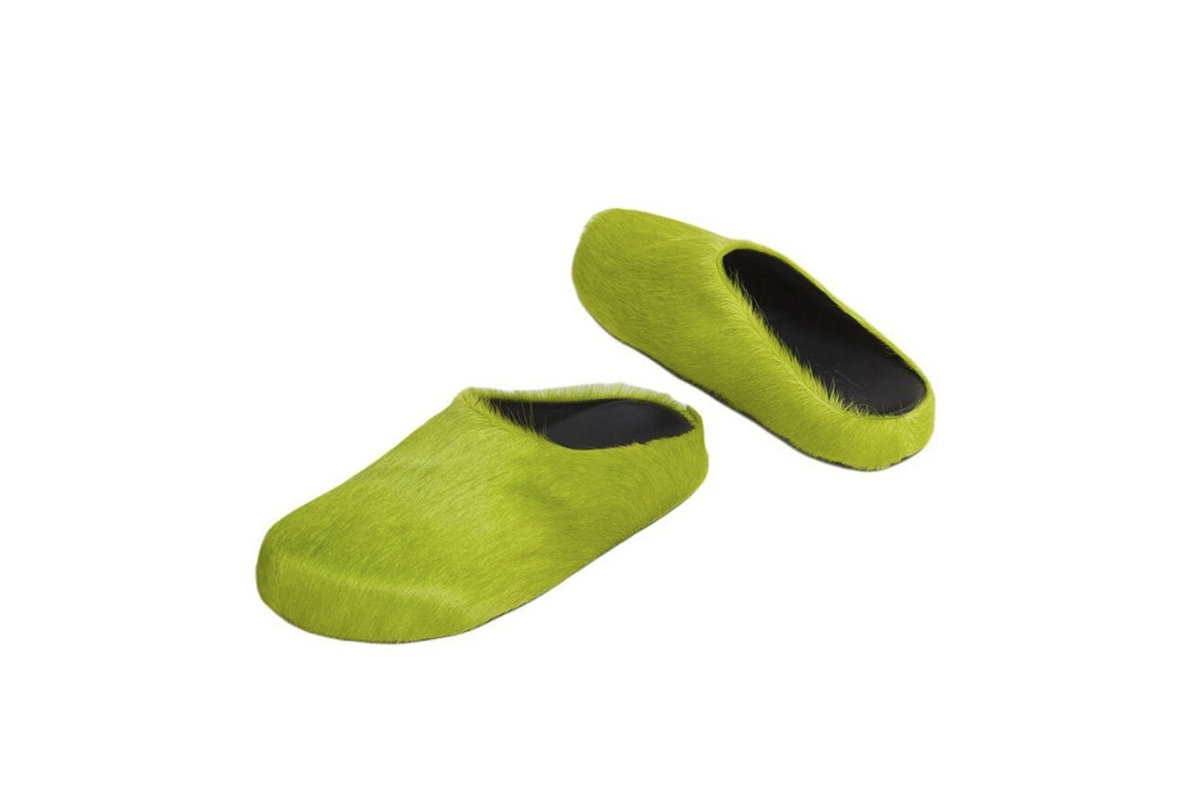 Marni Long-Hair Calfskin Fussbett Sabot Green SBMR000600P412200V07