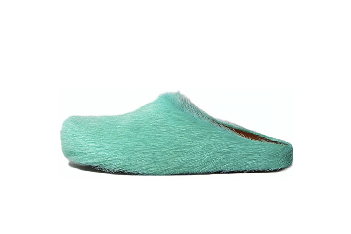 Marni Long-Hair Calfskin Fussbett Sabot Green SBMR000600P412200V38