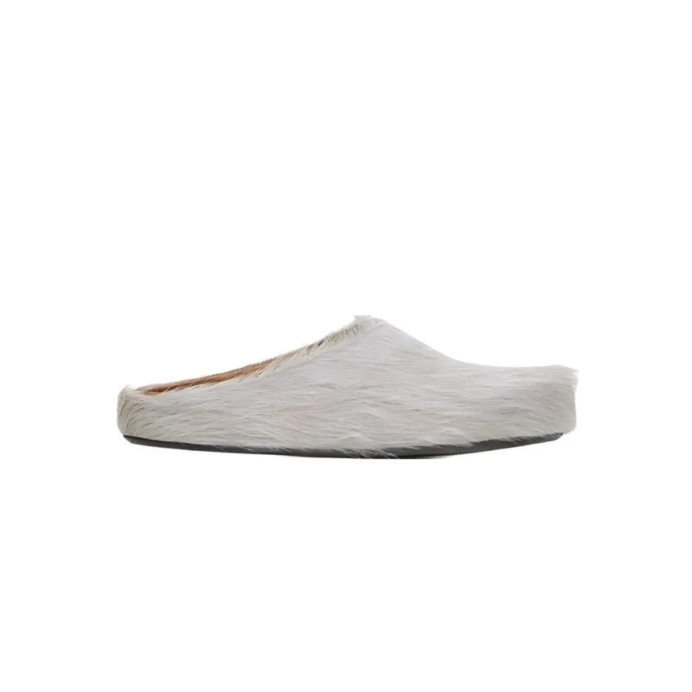 Marni Long-Hair Calfskin Fussbett Sabot Grey SBMR000600P412200N15
