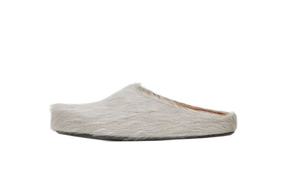 Marni Long-Hair Calfskin Fussbett Sabot Grey SBMR000600P412200N15