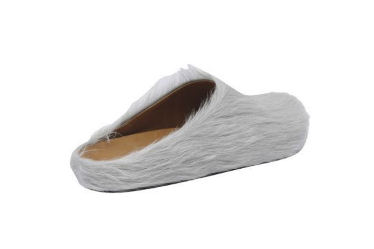 Marni Long-Hair Calfskin Fussbett Sabot Grey SBMR000600P412200N15