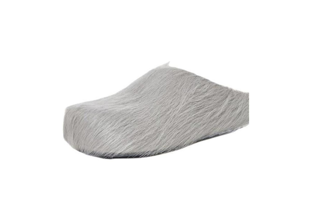 Marni Long-Hair Calfskin Fussbett Sabot Grey SBMR000600P412200N15