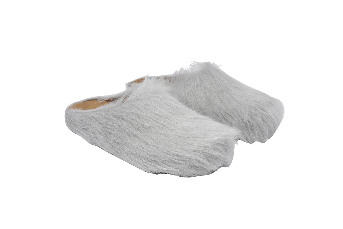 Marni Long-Hair Calfskin Fussbett Sabot Grey SBMR000600P412200N15