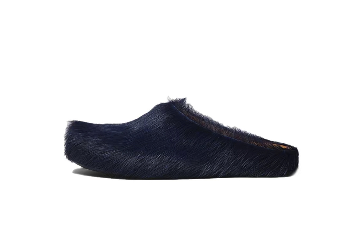 Marni Long-Hair Calfskin Fussbett Sabot Navy SBMR000600P412200B84