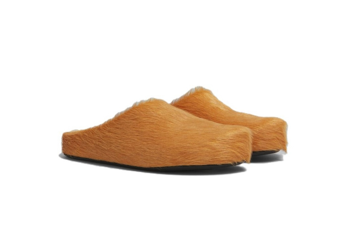 Marni Long-Hair Calfskin Fussbett Sabot Orange SBMR000600P412200R09