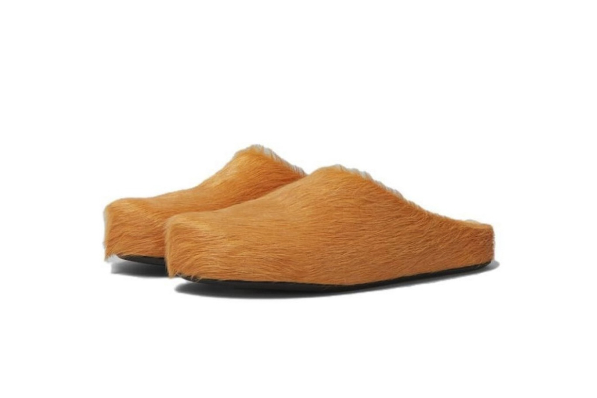 Marni Long-Hair Calfskin Fussbett Sabot Orange SBMR000600P412200R09