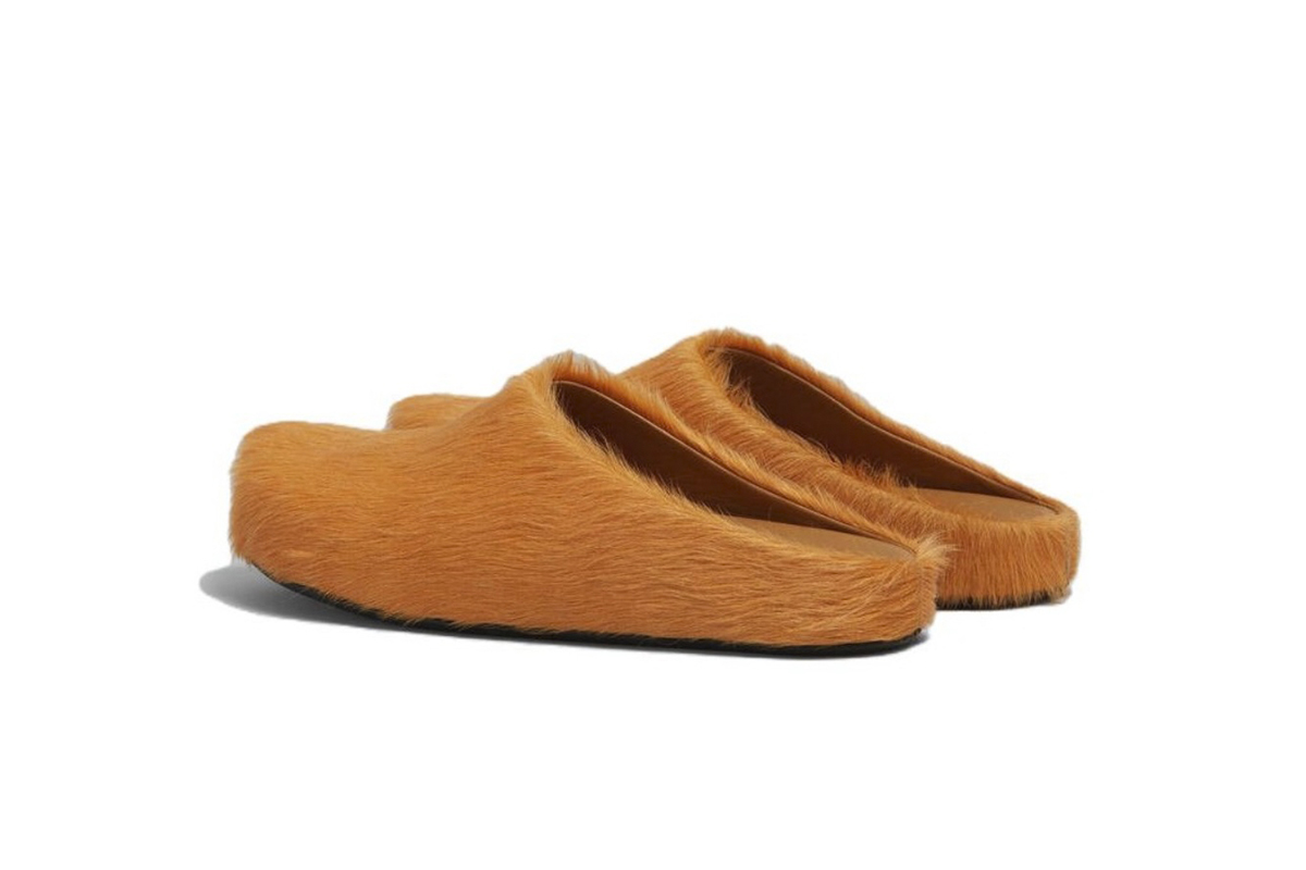 Marni Long-Hair Calfskin Fussbett Sabot Orange SBMR000600P412200R09