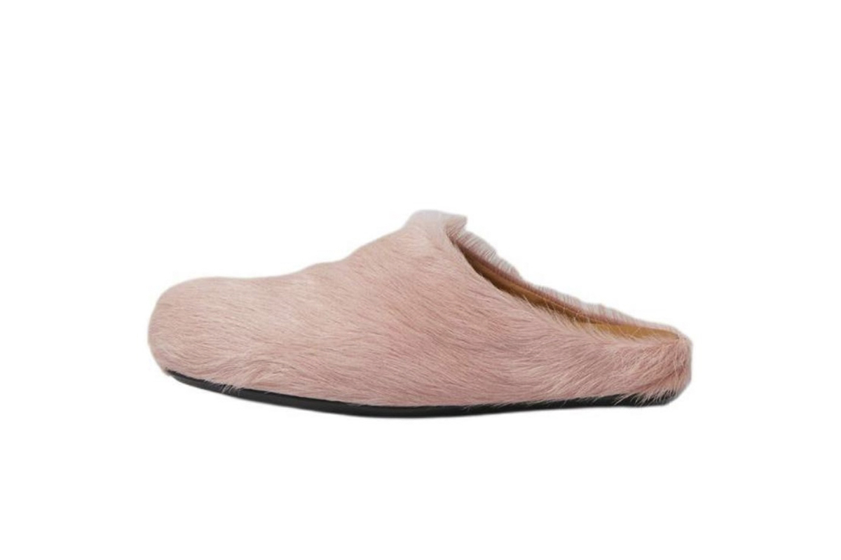 Marni Long-Hair Calfskin Fussbett Sabot Pink SBMS004601P412200C29