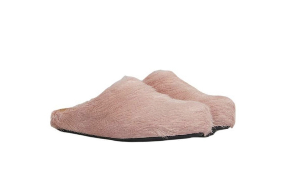 Marni Long-Hair Calfskin Fussbett Sabot Pink SBMS004601P412200C29