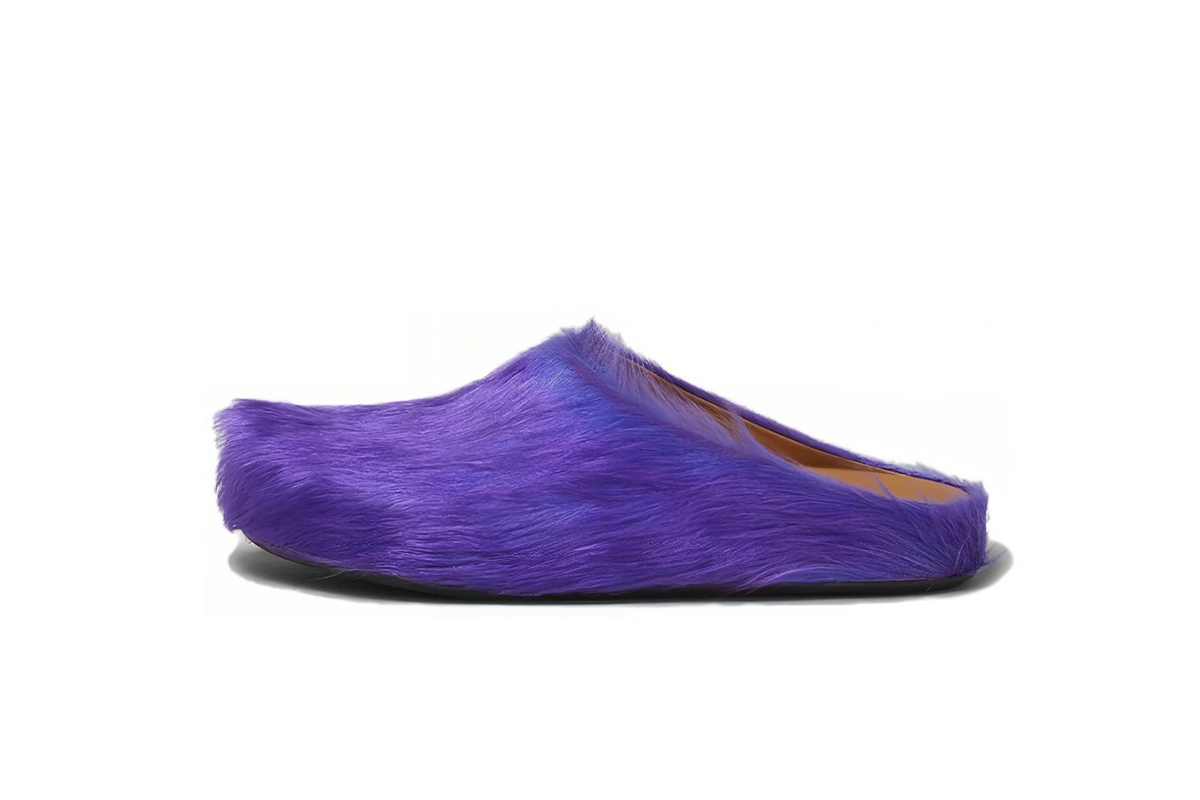 Marni Long-Hair Calfskin Fussbett Sabot Purple SBMR000600P623600C74