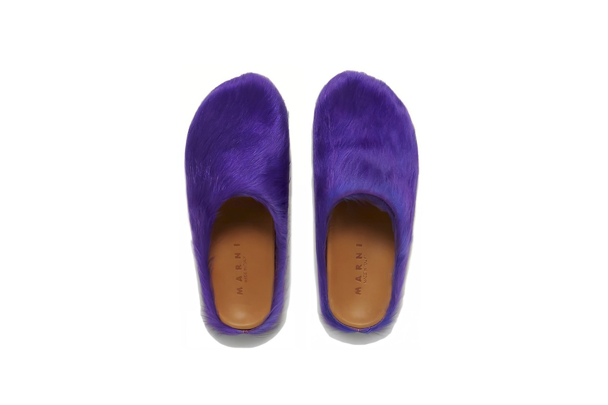 Marni Long-Hair Calfskin Fussbett Sabot Purple SBMR000600P623600C74