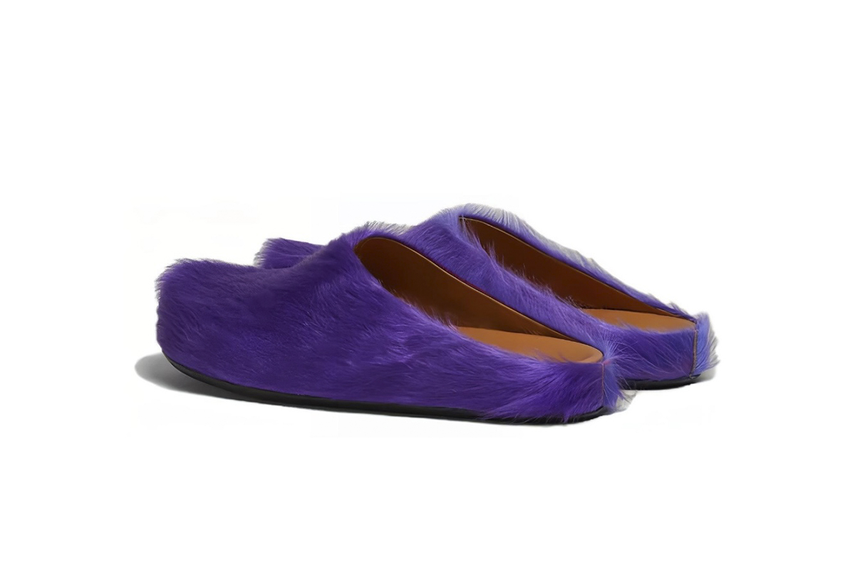 Marni Long-Hair Calfskin Fussbett Sabot Purple SBMR000600P623600C74