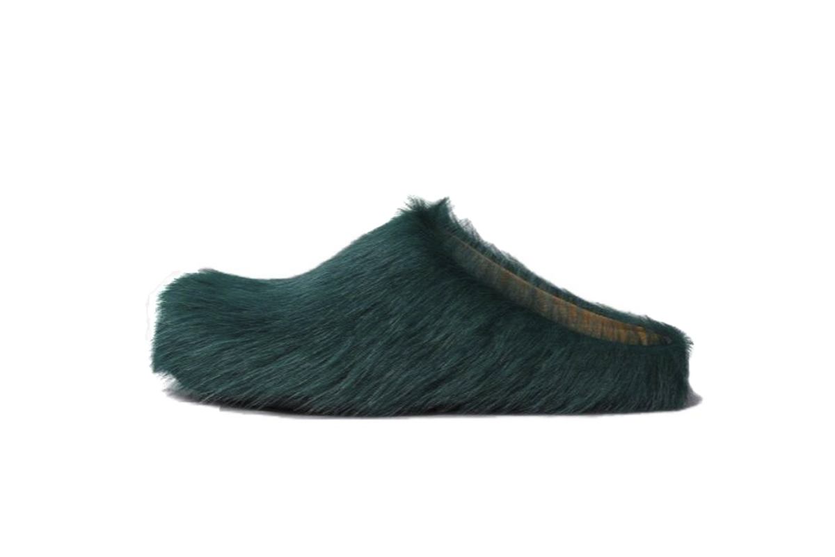 Marni Long-Hair Calfskin Fussbett Sabot Sea Green MR000600P412200V78