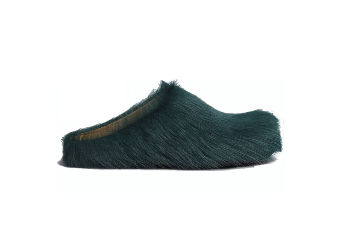Marni Long-Hair Calfskin Fussbett Sabot Sea Green MR000600P412200V78