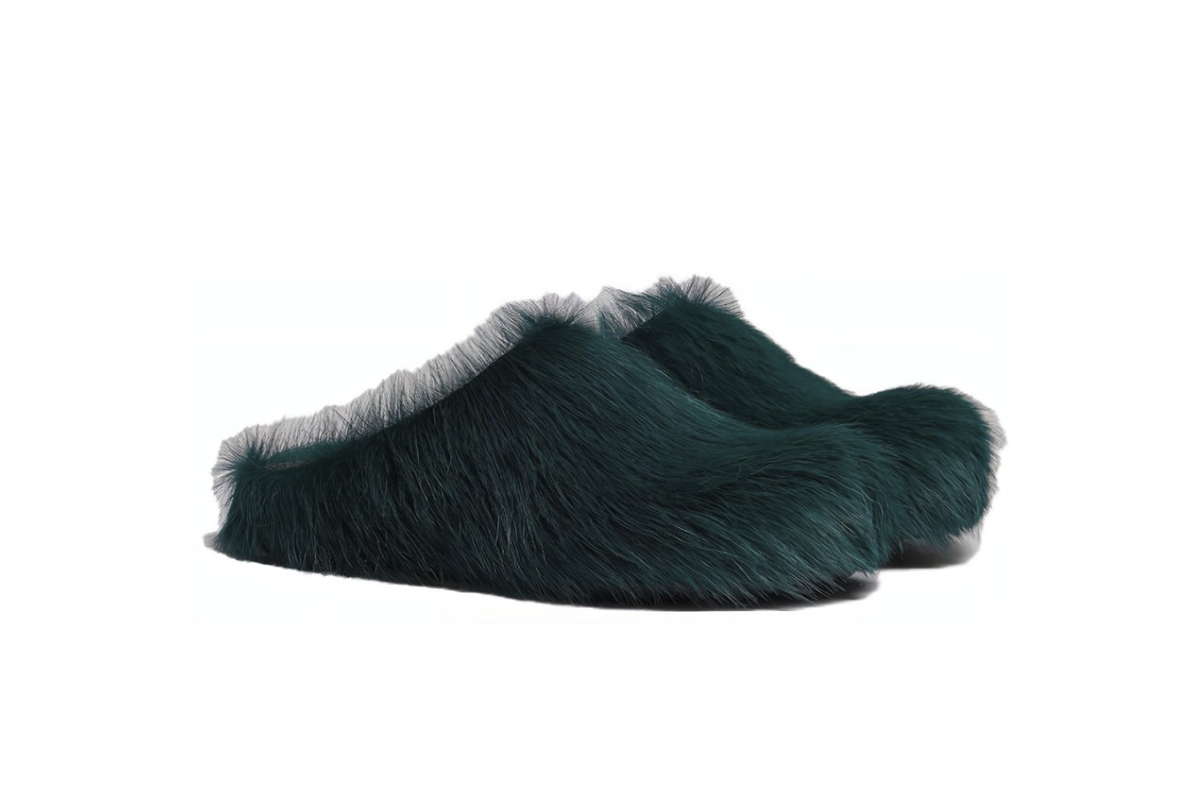 Marni Long-Hair Calfskin Fussbett Sabot Sea Green MR000600P412200V78