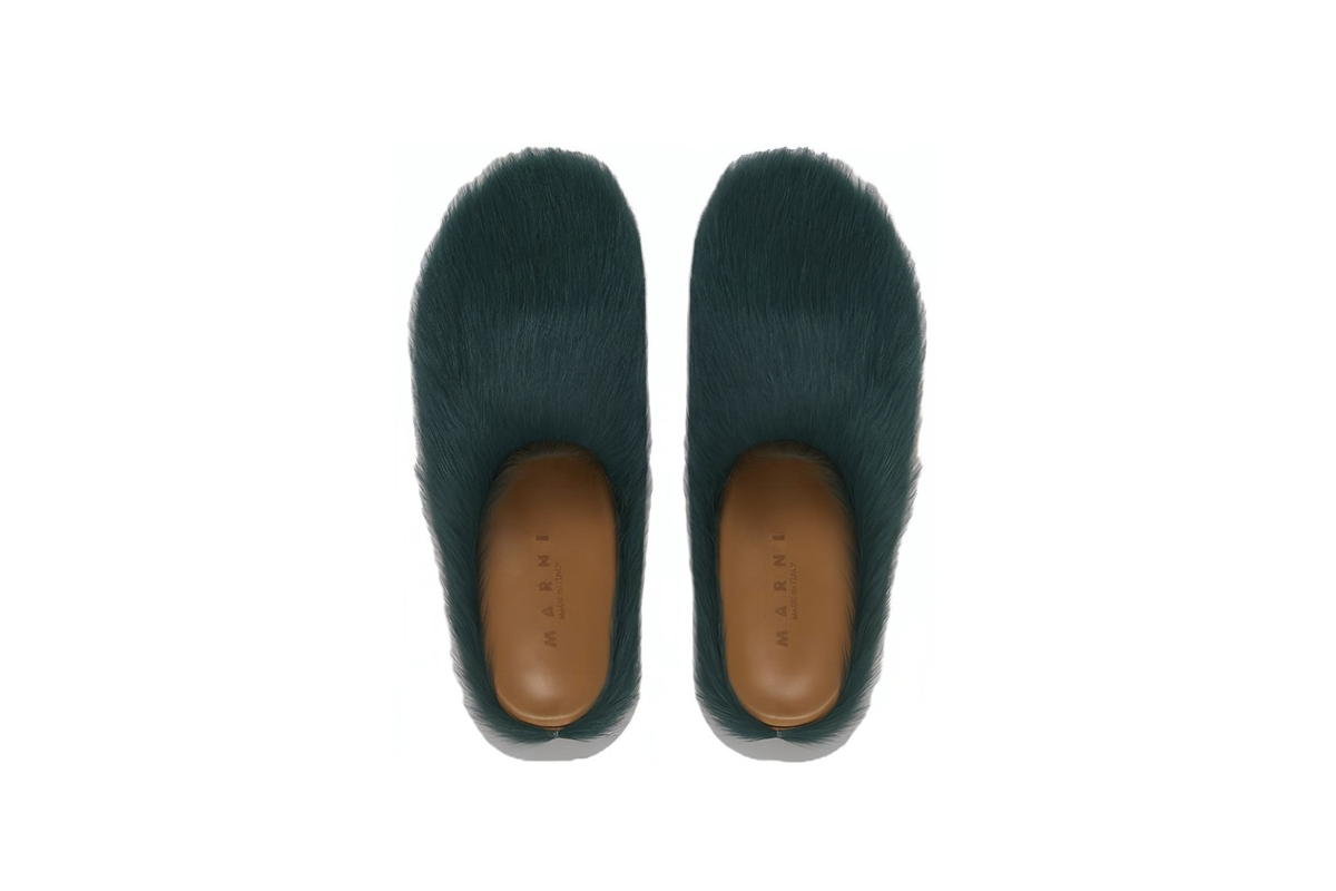 Marni Long-Hair Calfskin Fussbett Sabot Sea Green MR000600P412200V78