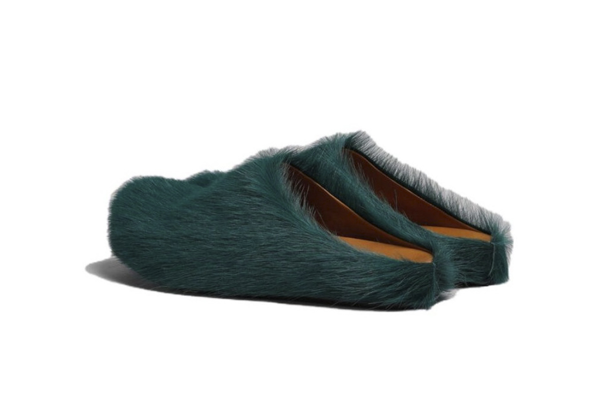 Marni Long-Hair Calfskin Fussbett Sabot Sea Green MR000600P412200V78