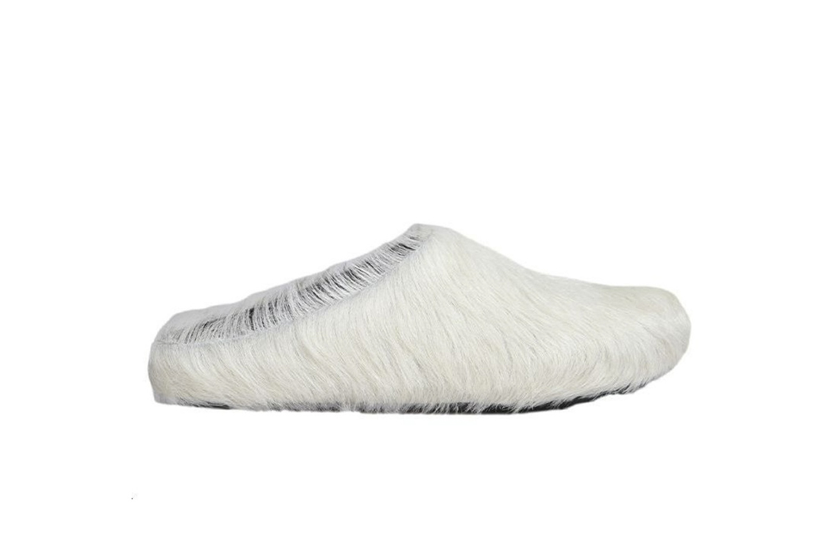 Marni Long-Hair Calfskin Fussbett Sabot White SBMR000600P412200W02
