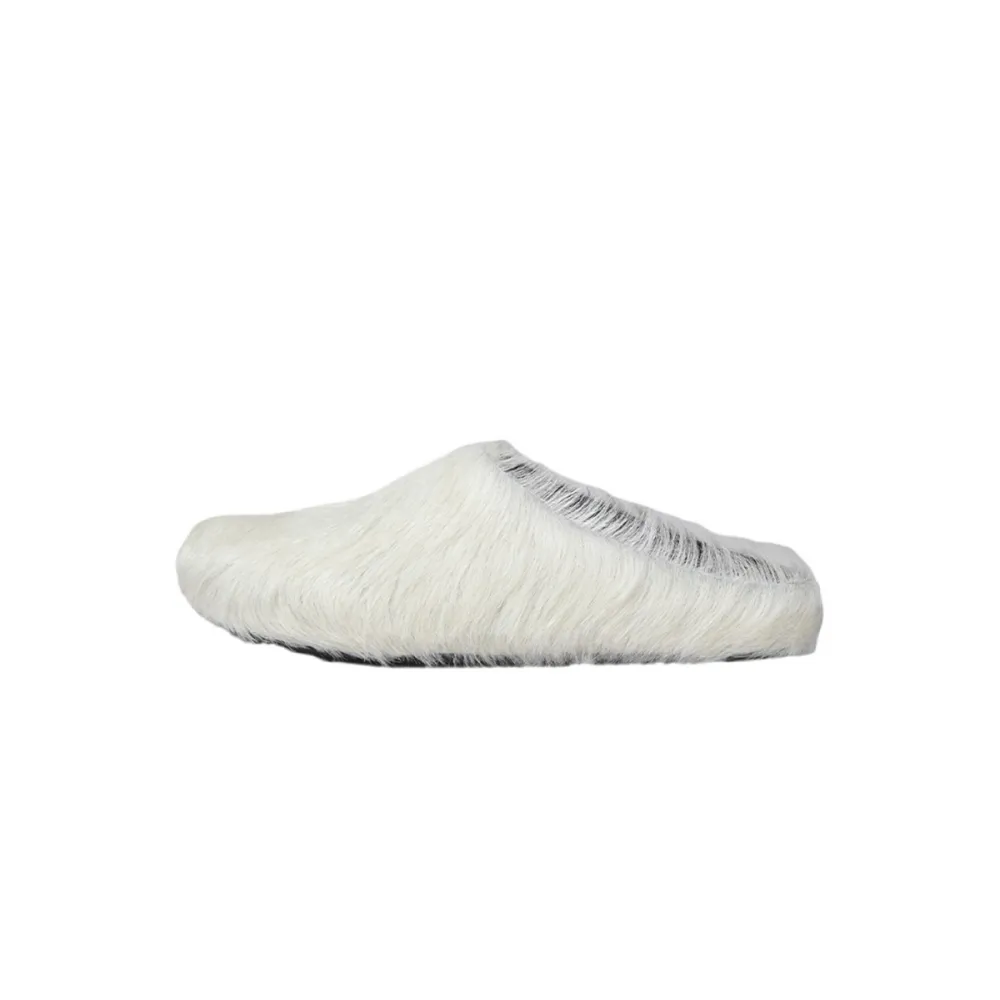Marni Long-Hair Calfskin Fussbett Sabot White SBMR000600P412200W02
