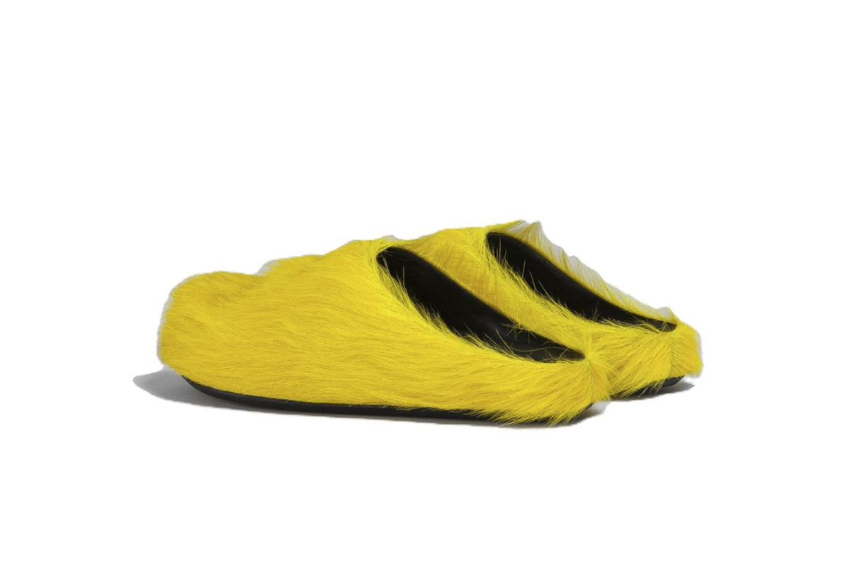 Marni Long-Hair Calfskin Fussbett Sabot Yellow SBMR000600P4122Z0565