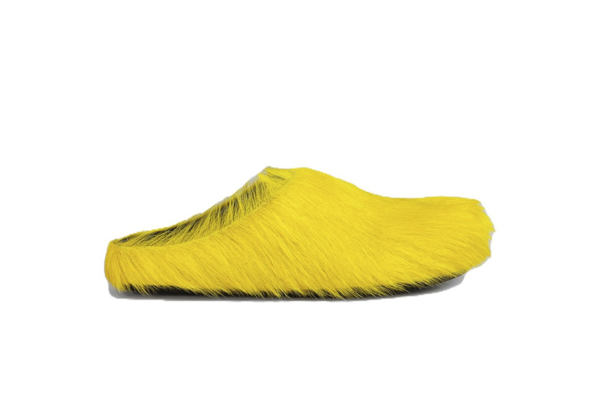 Marni Long-Hair Calfskin Fussbett Sabot Yellow SBMR000600P4122Z0565