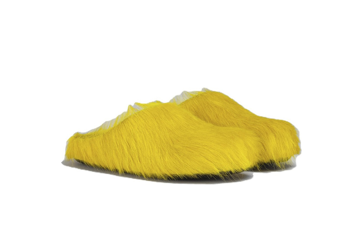 Marni Long-Hair Calfskin Fussbett Sabot Yellow SBMR000600P4122Z0565