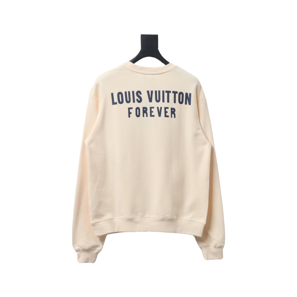 Louis Vuitton 22Fw Fake Pocket Letter Printed Round Neck Sweatshirt Beige