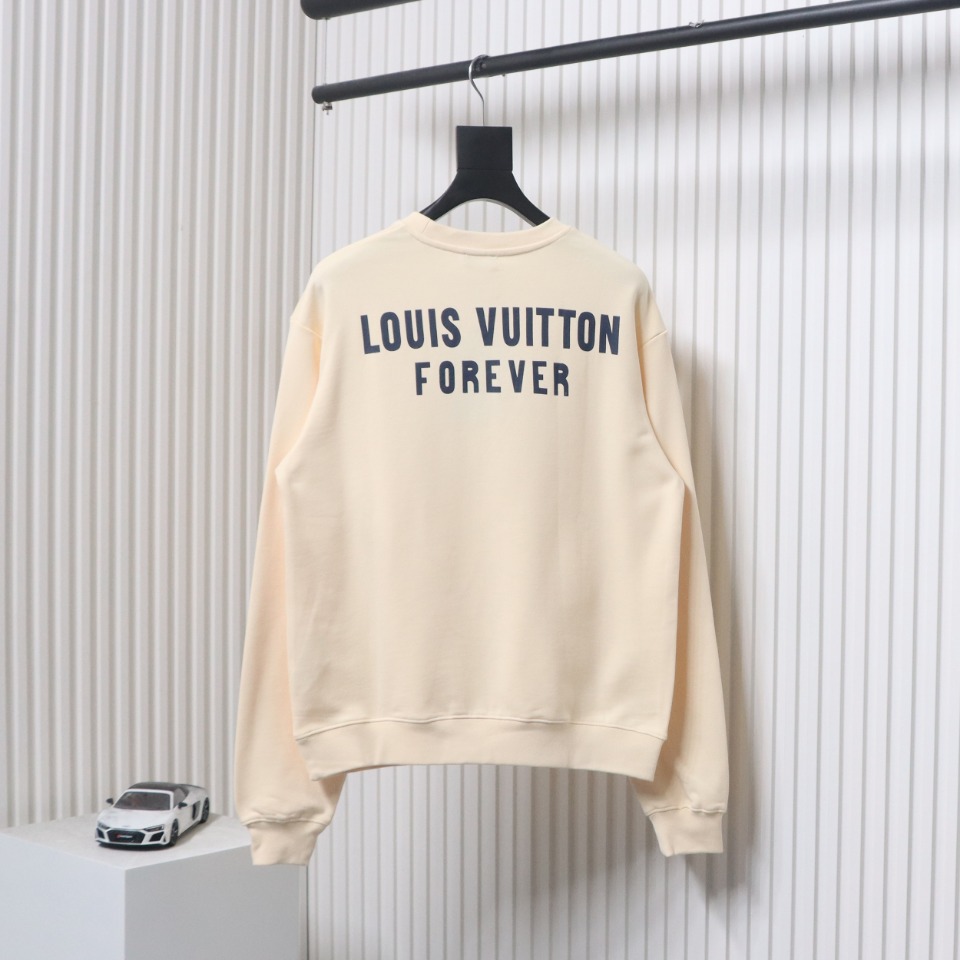 Louis Vuitton 22Fw Fake Pocket Letter Printed Round Neck Sweatshirt Beige