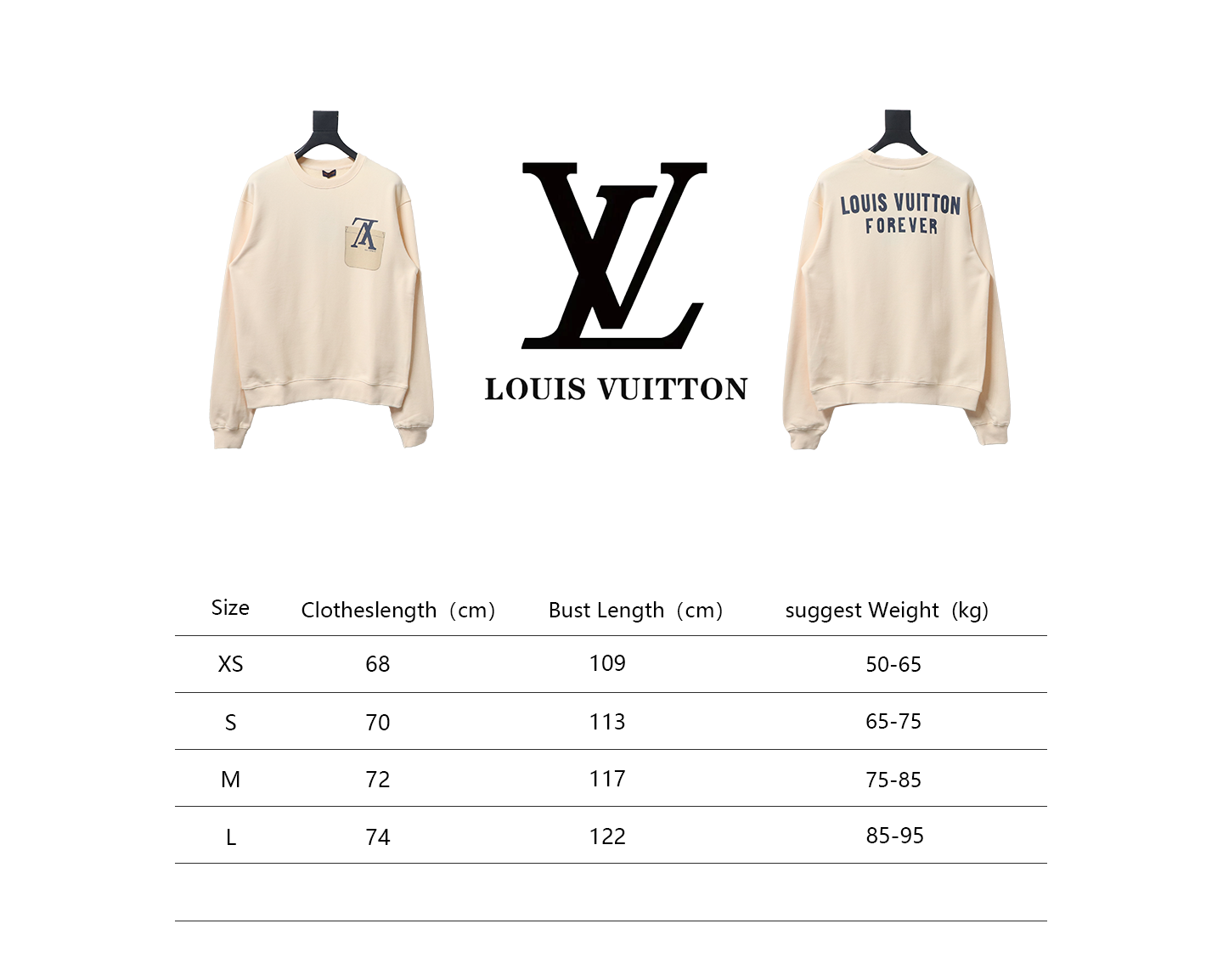 Louis Vuitton 22Fw Fake Pocket Letter Printed Round Neck Sweatshirt Beige