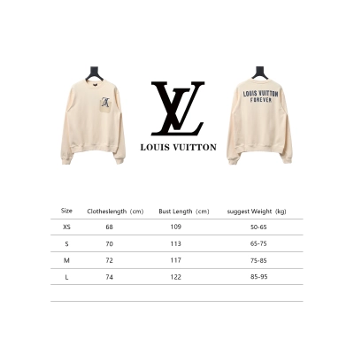 Louis Vuitton 22Fw Fake Pocket Letter Printed Round Neck Sweatshirt Beige 02