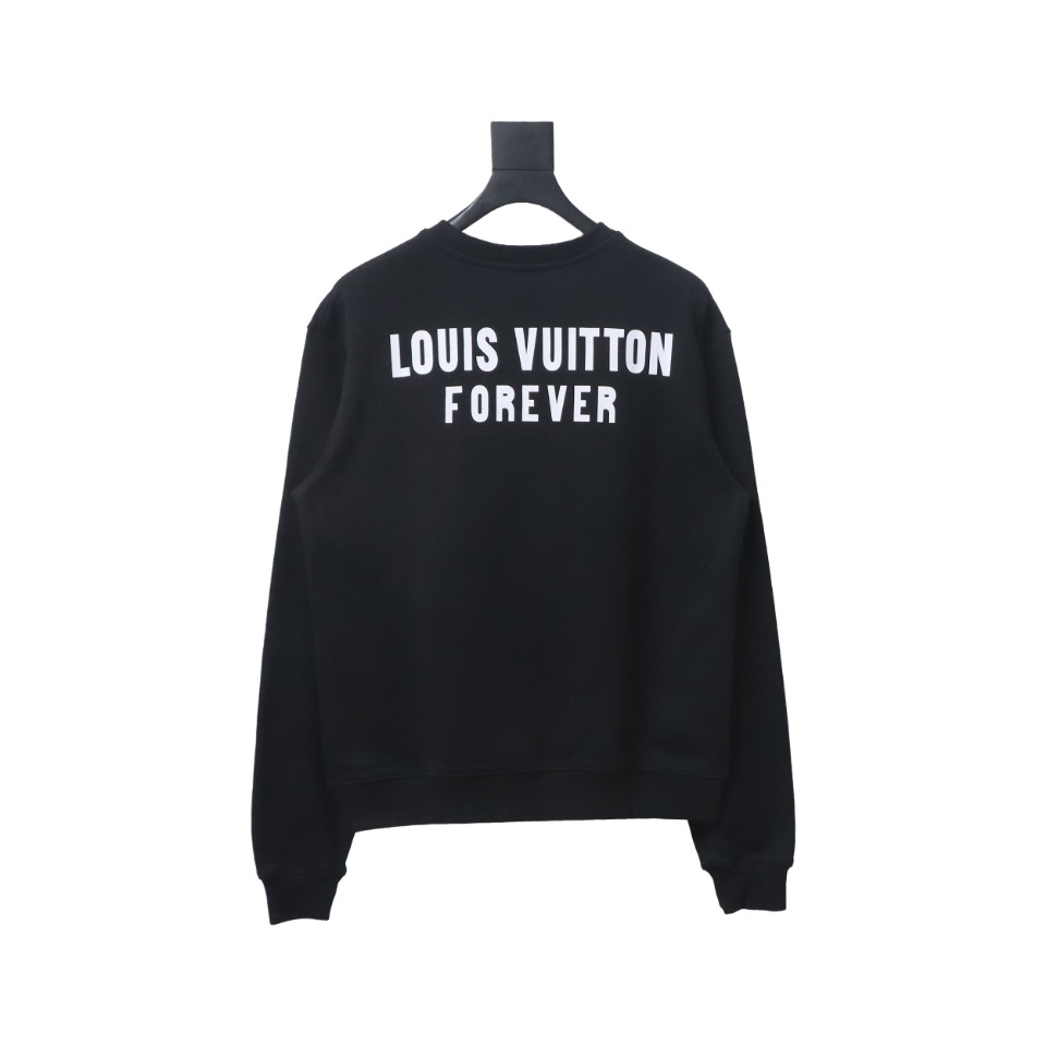 Louis Vuitton 22Fw Fake Pocket Letter Printed Round Neck Sweatshirt Black
