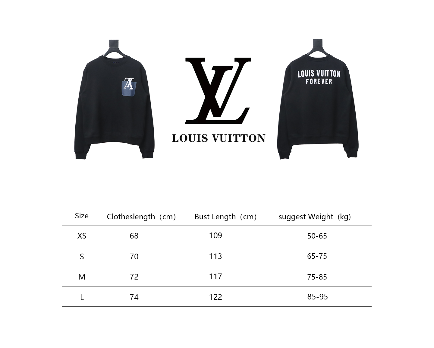 Louis Vuitton 22Fw Fake Pocket Letter Printed Round Neck Sweatshirt Black