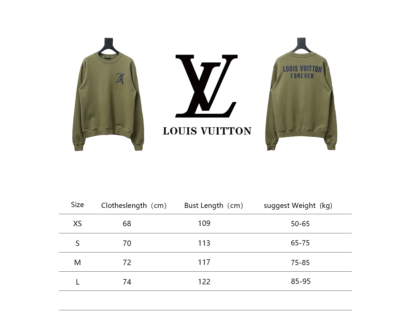 Louis Vuitton 22Fw Fake Pocket Letter Printed Round Neck Sweatshirt Green