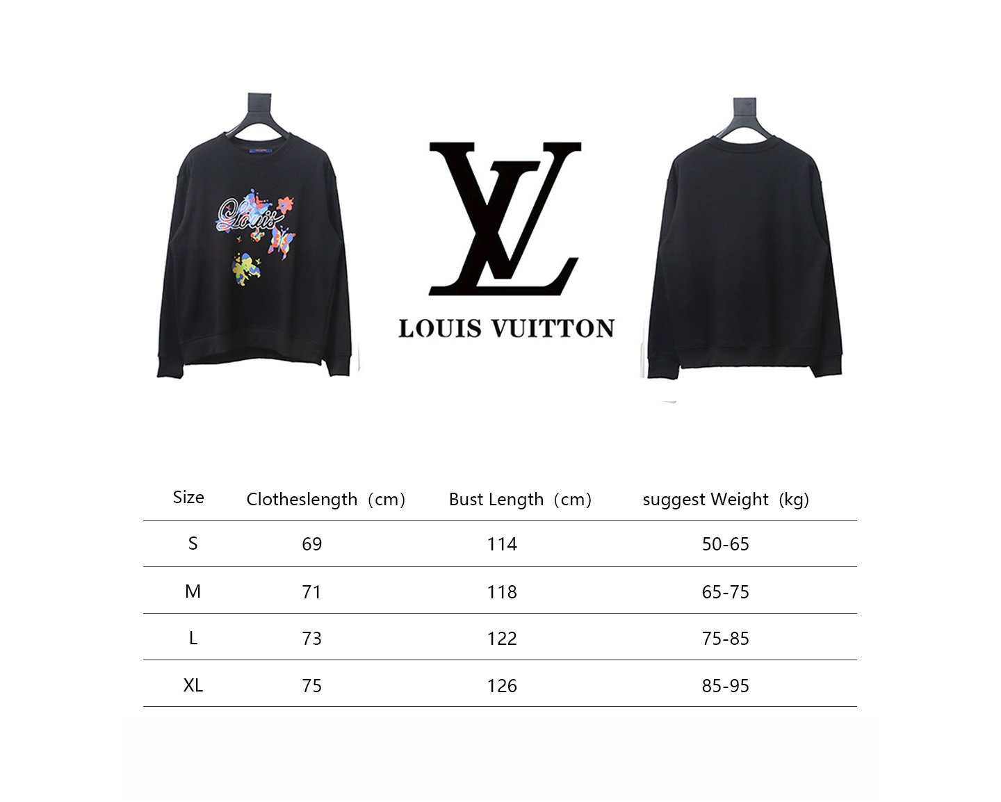 Louis Vuitton 24Fw Butterfly And Floral Painted Print Sweatshirt Black
