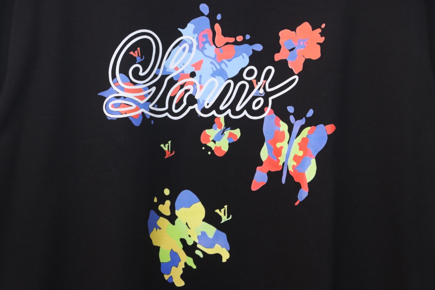 Louis Vuitton 24Fw Butterfly And Floral Painted Print Sweatshirt Black