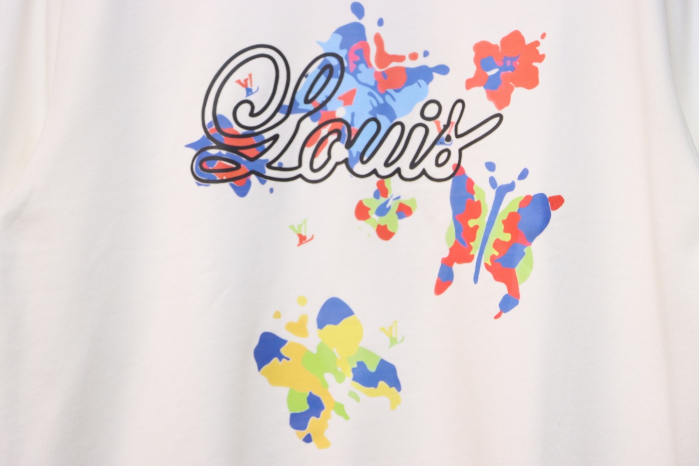Louis Vuitton 24Fw Butterfly And Floral Painted Print Sweatshirt White