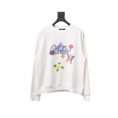 Louis Vuitton 24Fw Butterfly And Floral Painted Print Sweatshirt White 01
