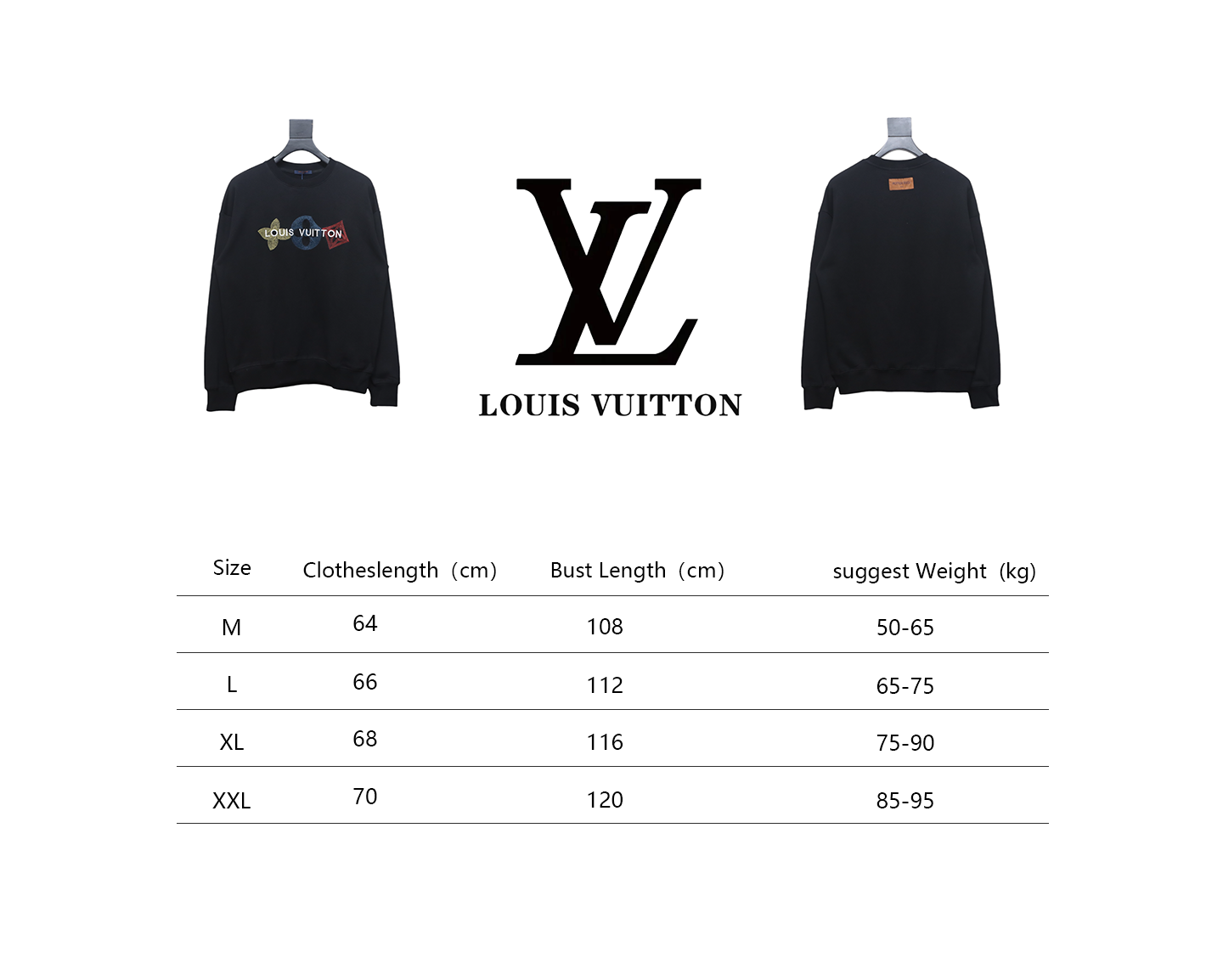 Louis Vuitton 24Fw Classic Embroidered Clover Logo Crewneck Sweatshirt Black