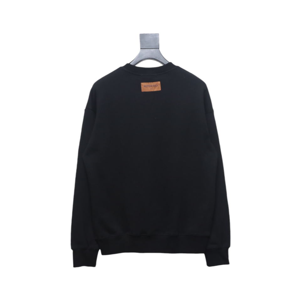 Louis Vuitton 24Fw Classic Embroidered Clover Logo Crewneck Sweatshirt Black