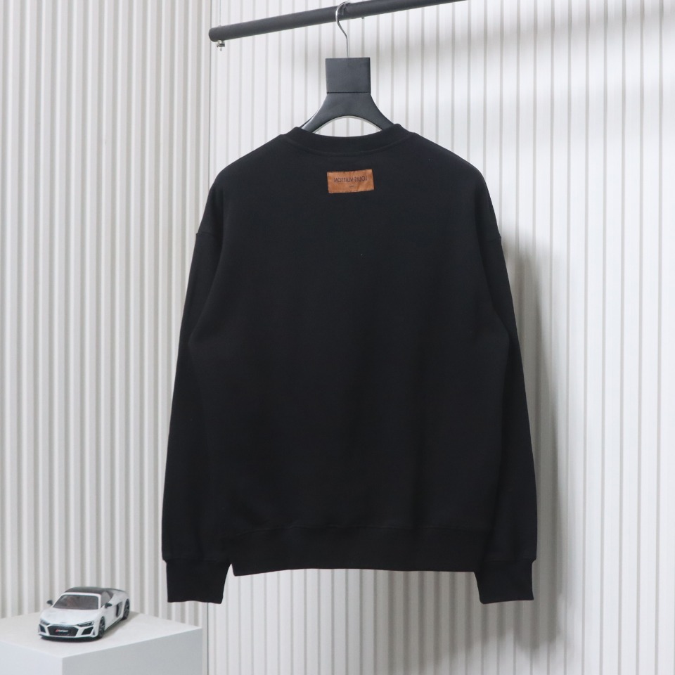 Louis Vuitton 24Fw Classic Embroidered Clover Logo Crewneck Sweatshirt Black