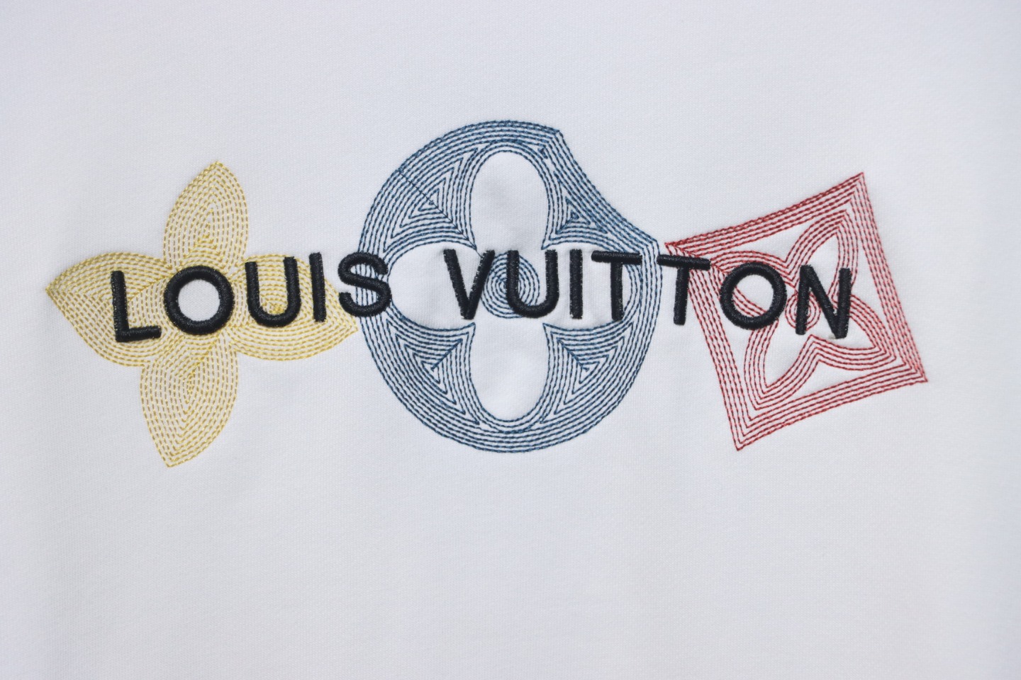 Louis Vuitton 24Fw Classic Embroidered Clover Logo Crewneck Sweatshirt White