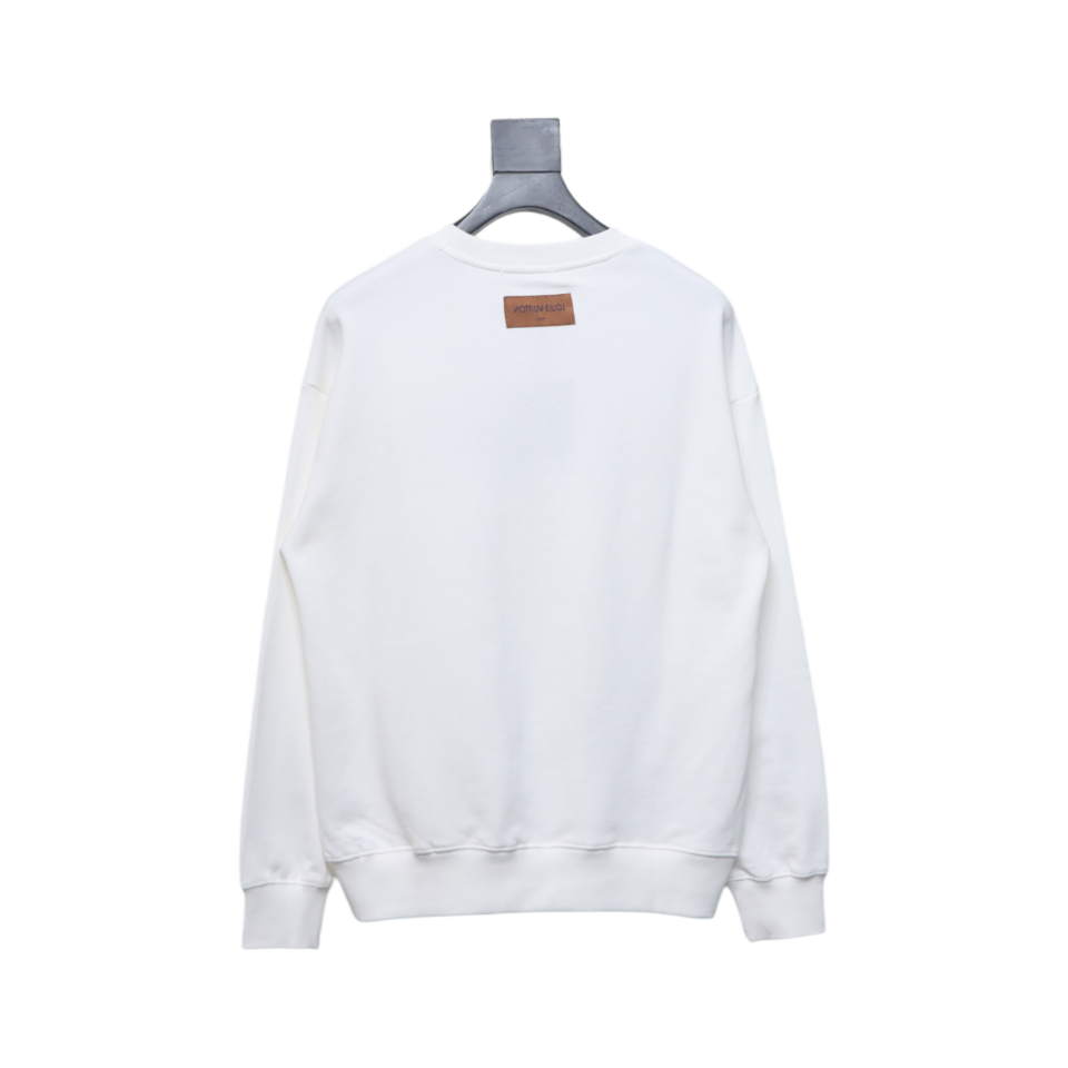 Louis Vuitton 24Fw Classic Embroidered Clover Logo Crewneck Sweatshirt White