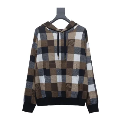 Louis Vuitton 24Fw Damier Checkerboard Monogram Letters Knitted Hoodie 01