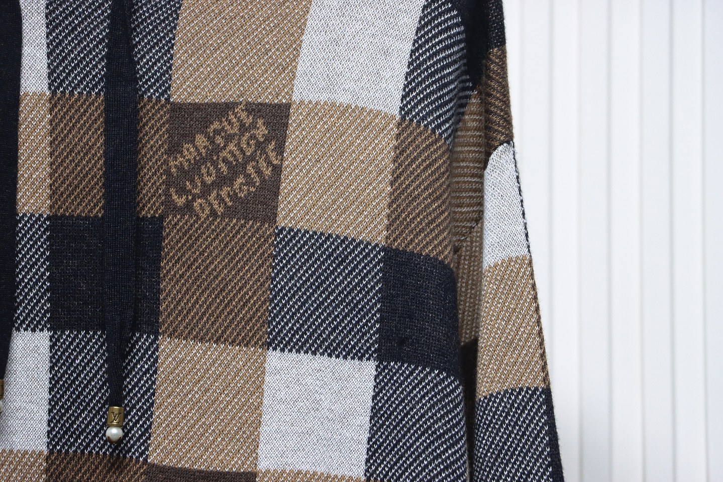 Louis Vuitton 24Fw Damier Checkerboard Monogram Letters Knitted Hoodie