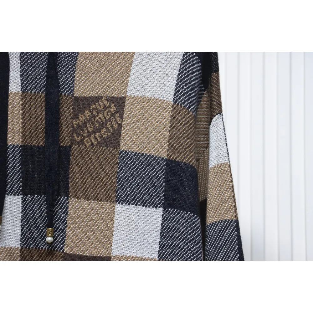 Louis Vuitton 24Fw Damier Checkerboard Monogram Letters Knitted Hoodie